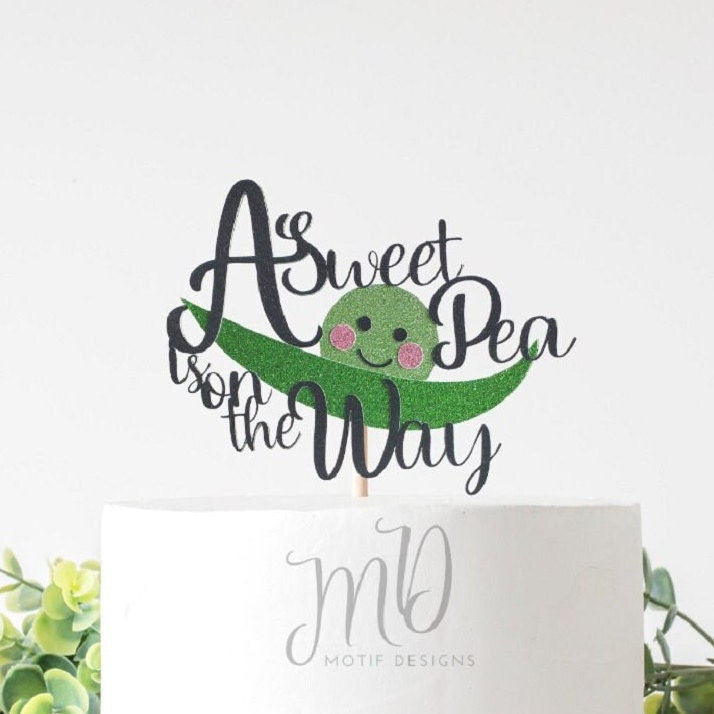 Sweet Pea Baby Shower Cake Topper: Glitter Cardstock