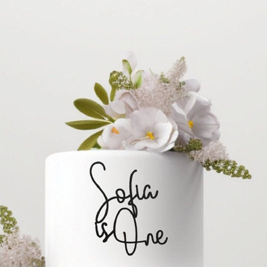 Custom 'Name is One' Cake Charm, First Birthday, Glitter Cardstock