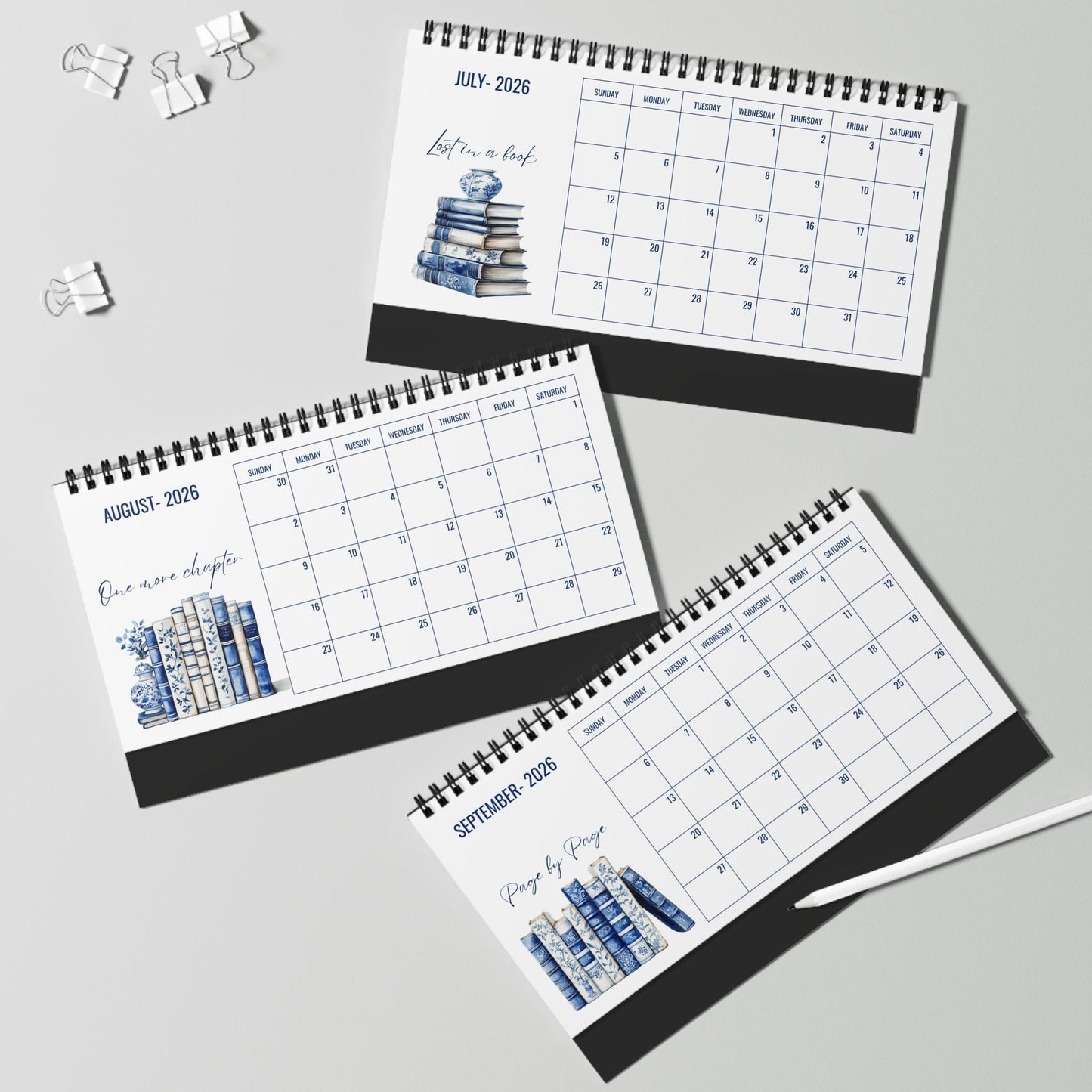 2026 Desktop Calendar for Readers, Book Lover Quotes, Monthly Reading Inspiration, Gift for Readers.