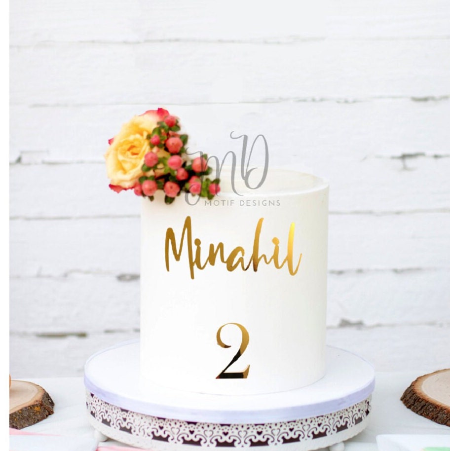 Custom Metallic Cardstock Cake Charm, Name & Age