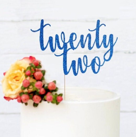 Twenty Two Glitter Cake Topper, 22nd Birthday Party Decor