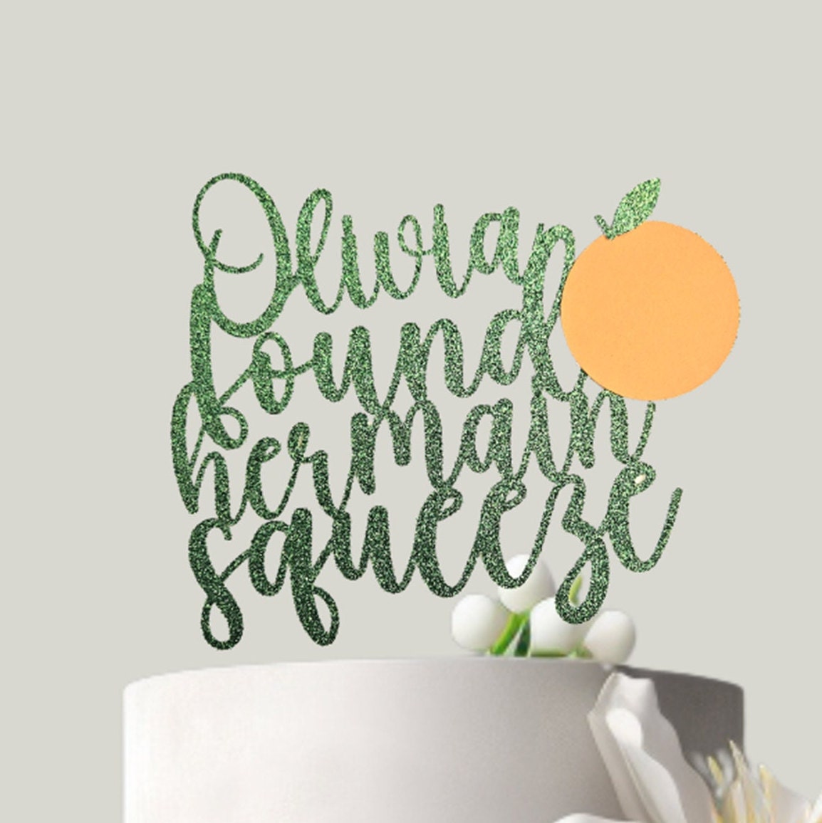 Main Squeeze Cake Topper, Green Glitter Bridal Shower Decor