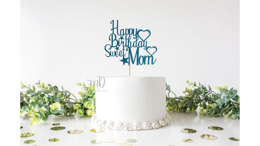 Custom Happy Birthday Cake Topper, Happy Birthday Mom Cake Topper, Personalized Happy Birthday Cake Topper