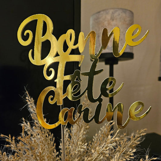 Bonne Fête Cake Topper, Personalized French Birthday Party Decor