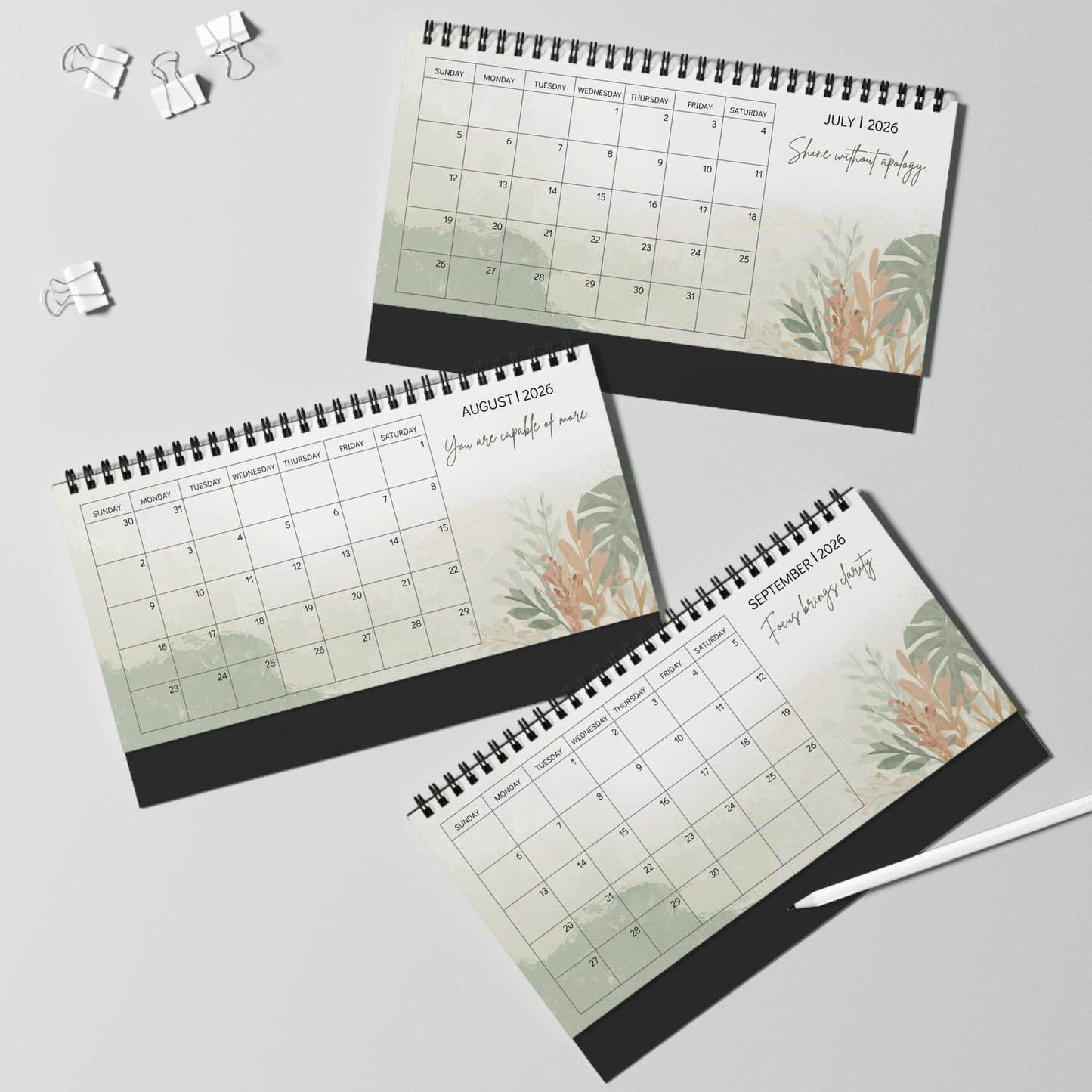 2026 Desk Calendar, Daily Inspiration Quotes, Positive Affirmations, Minimalist Desk Decor Gift