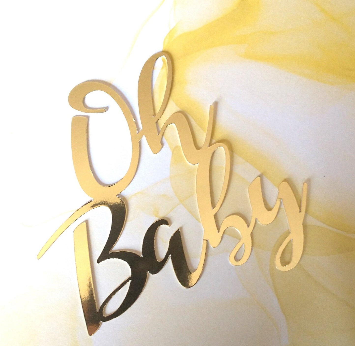 Oh Baby Cake Charm, Metallic Baby Shower Decoration