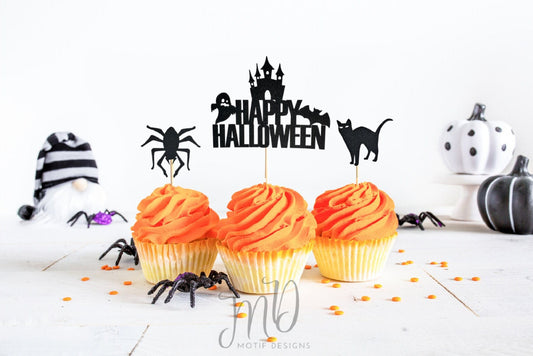 Happy Halloween Cake Topper, Halloween Characters Cupcake Toppers, Halloween Cupcake Toppers.