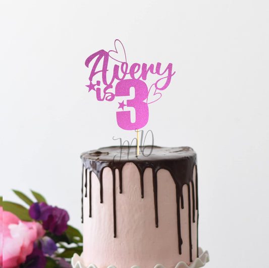 Name & Age Cake Topper, Birthday Cake Topper, Custom Birthday Cake Topper, Personalized Cake Topper, Name Cake Topper.