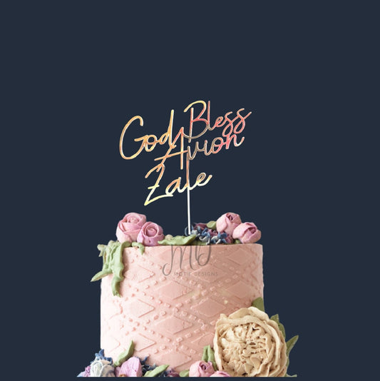 God Bless Cake Topper, Baptism Cake Decoration, Custom Name