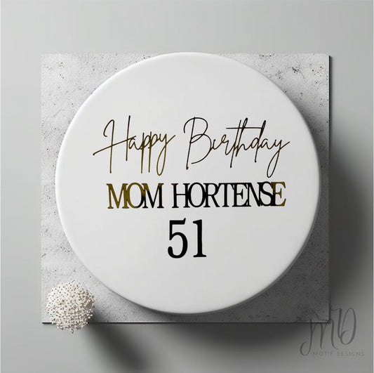 Personalized Birthday Cake Charm, Metallic Cardstock, Custom Name & Age