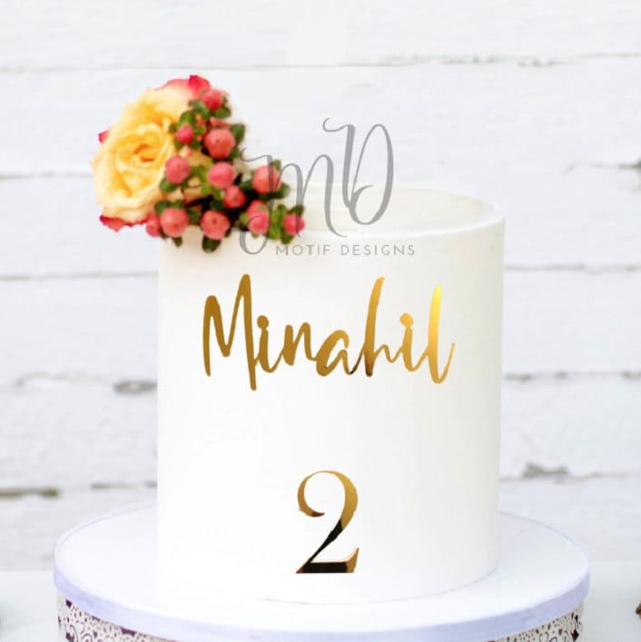 Custom Metallic Cardstock Cake Charm, Name & Age