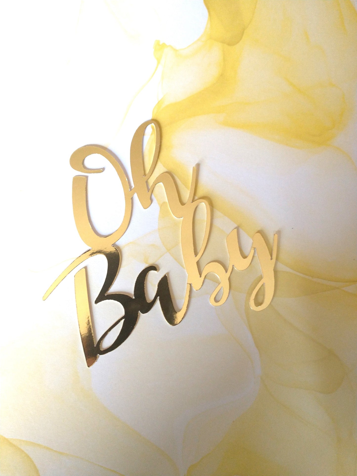 Oh Baby Cake Charm, Metallic Baby Shower Decoration