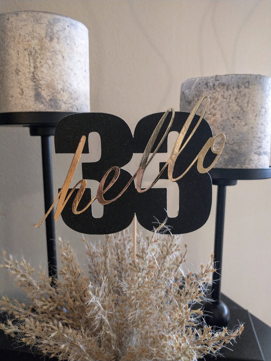 Hello Age Cake Topper, Custom Age Cake Topper, Age Cake Topper, Birthday Cake Topper.