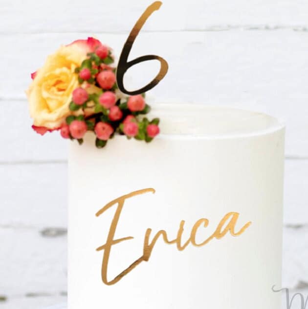 Personalized Metallic Cake Charm, Custom Name & Age