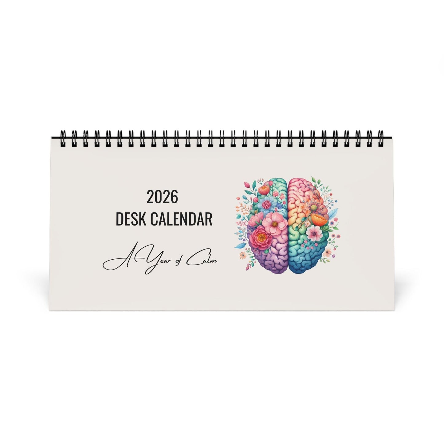Desktop Calendar, 2026 Mental Health Desk Calendar, Floral Brain Art, Mindfulness & Self Care Calendar, Therapist Office Gift.