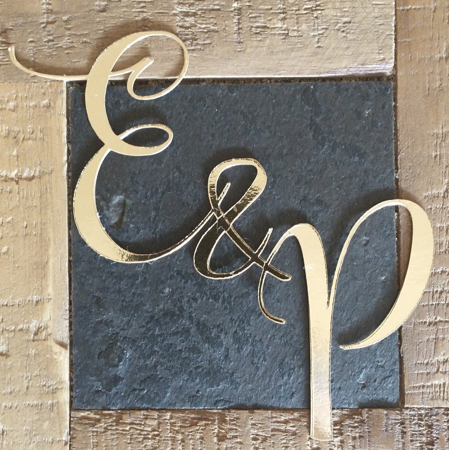 Custom Metallic Cardstock Initials Cake Charm, Anniversary, Engagement