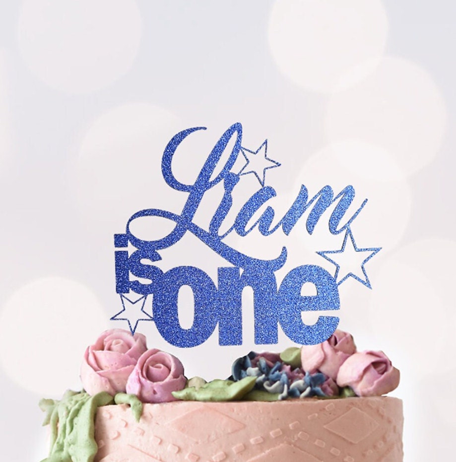 Custom Name is One Cake Topper, Glitter First Birthday