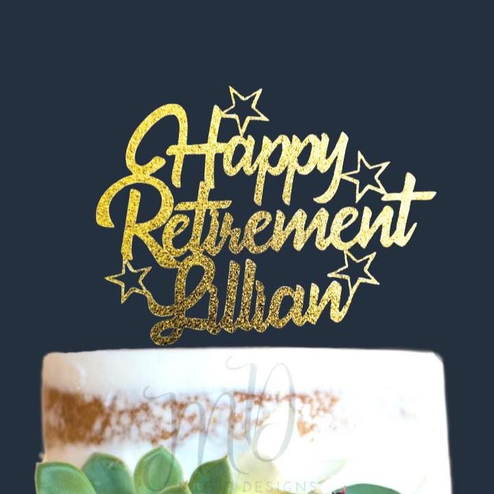 Custom Retirement Cake Topper: Personalized Party Decor