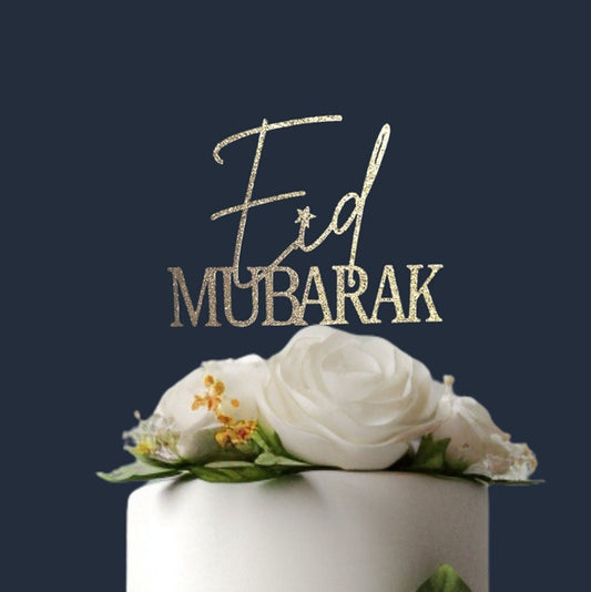 Eid Mubarak Cake Topper, Metallic Cardstock Decoration