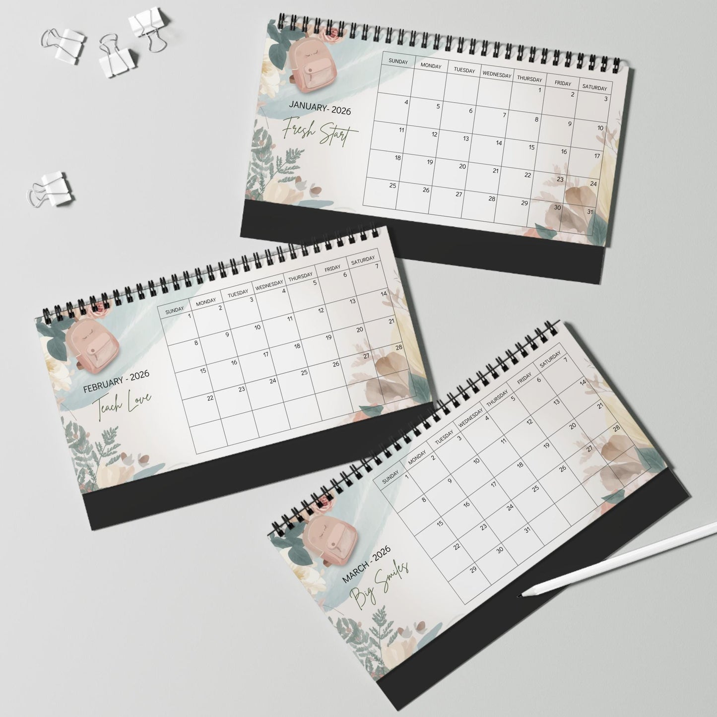 2026 Desk Calendar, Teachers Desktop Calendar, Inspirational Teacher Quotes, Monthly Motivation for Educators, Teacher Desk Decor Gift