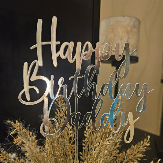 Happy Birthday Daddy Cake Topper, Glitter Cardstock