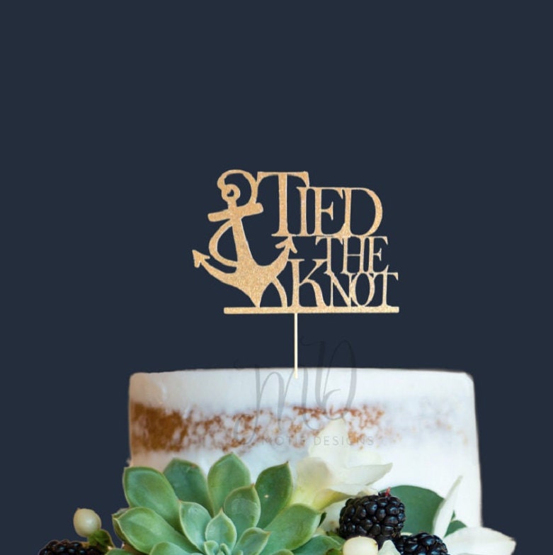Tied the Knot Glitter Cake Topper, Anchor Wedding Decor