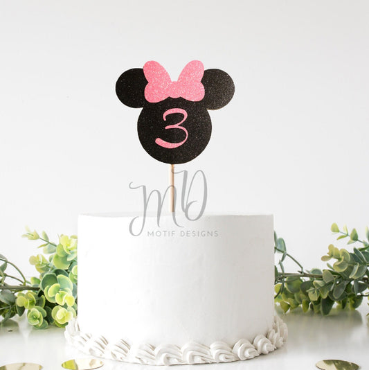 Custom Glitter Mouse Birthday Cake Topper